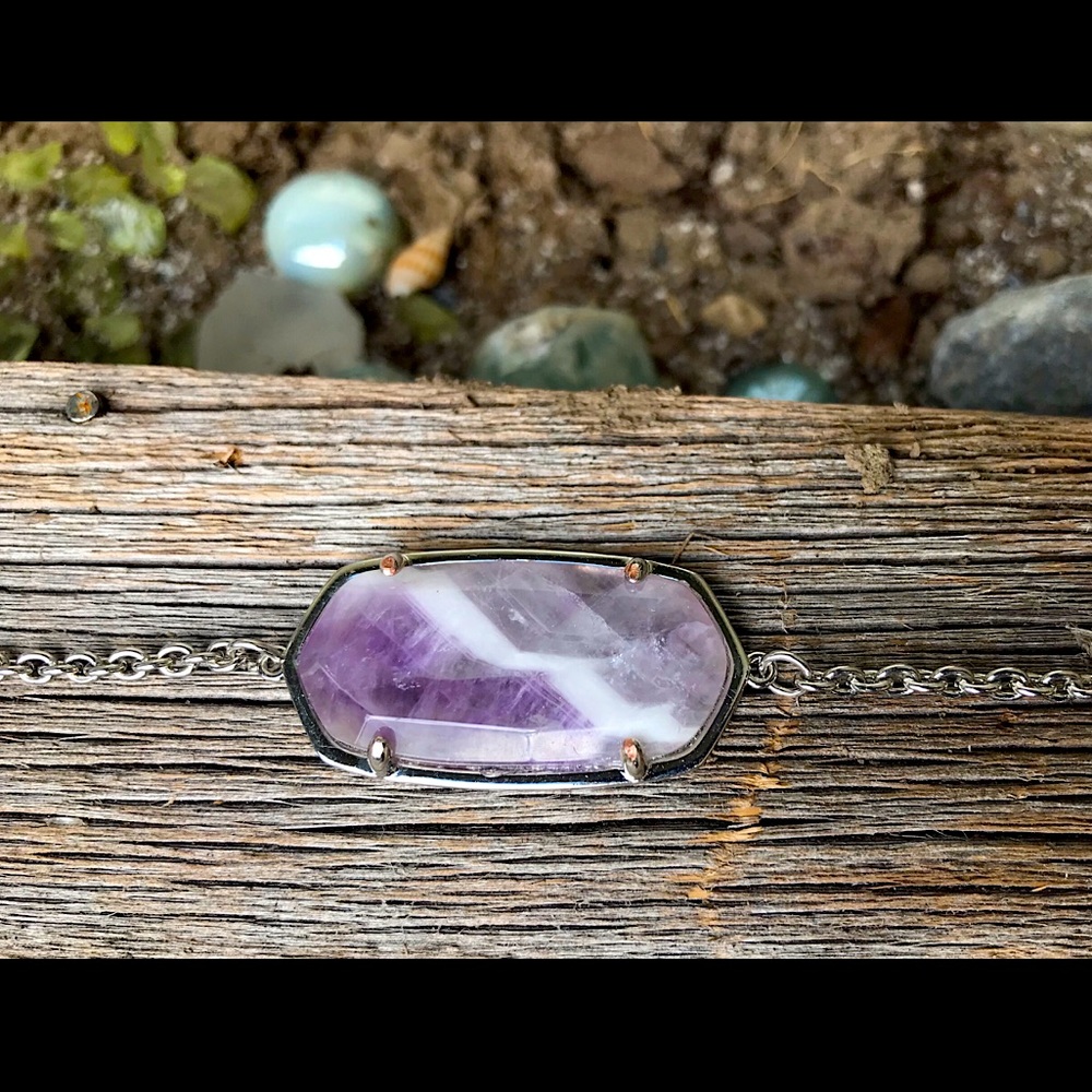Amethyst Crystal Bezeled into a Silver Bracelet handmade